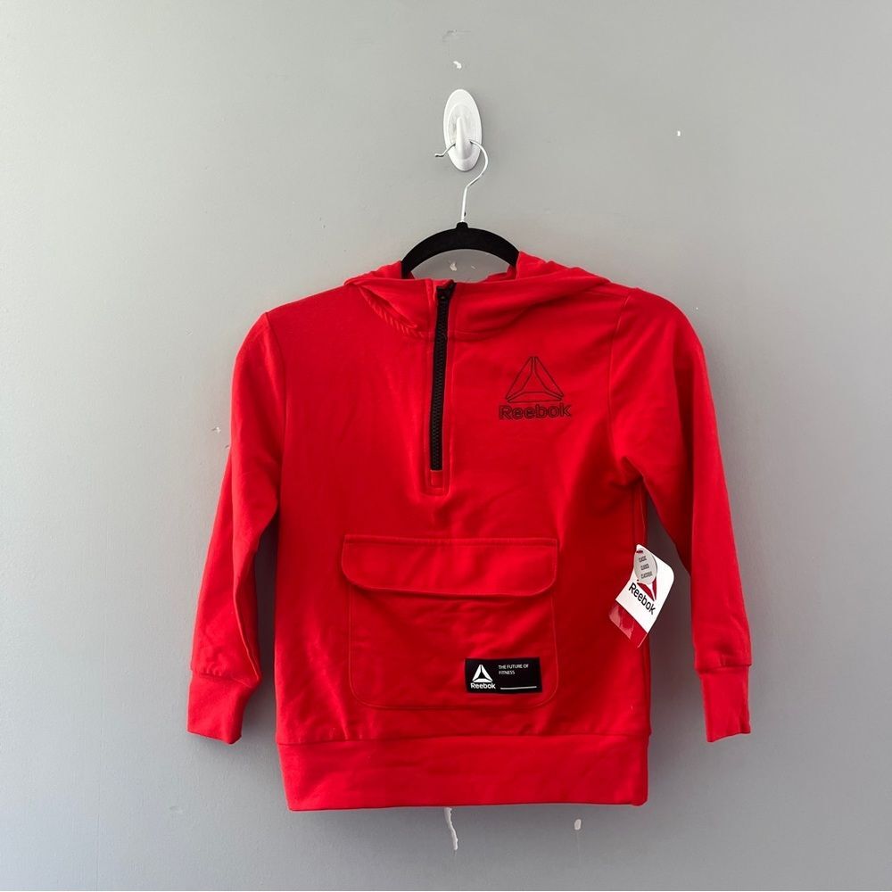 NEW Reebok Kids Red Pullover Hoodie 1/2 Zip Athleisure colorful Youth Size 4/5